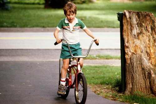 Young Dan Lerch on a bike